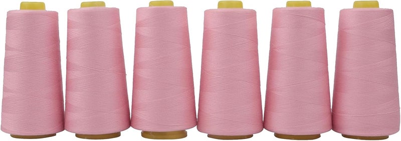 AMOHilos Polyester Sewing Thread All Purpose Knotless 40S/2 (Tex27) 6 Cones of 2750 Yards Each Spool Thread Total 16500 Yards for Serger, Sewing Machine (Mauve) - Image 1
